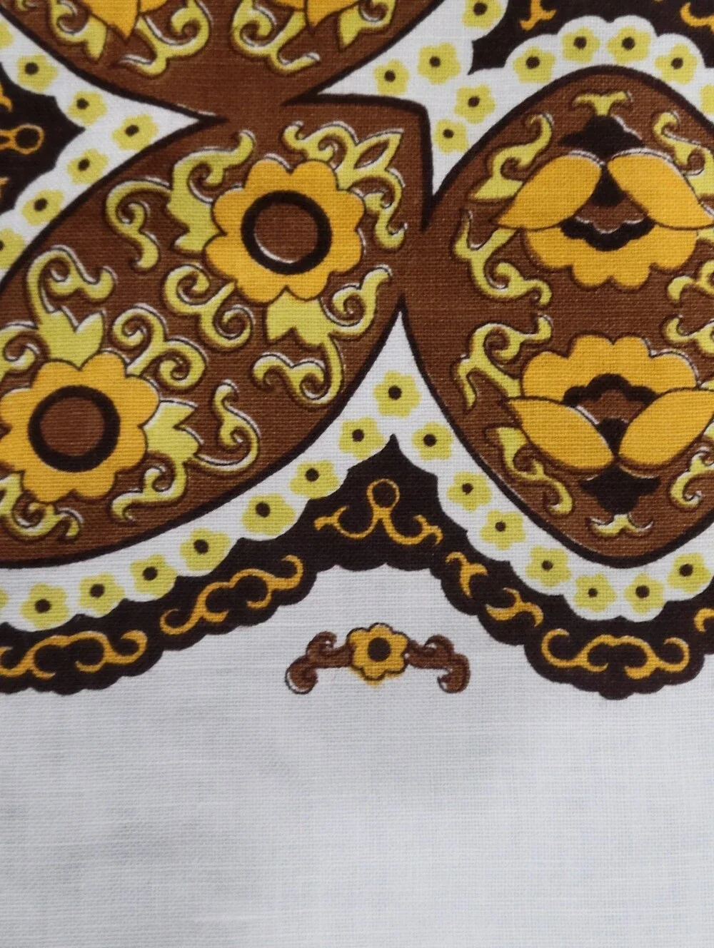 Vtg 1970s Cotton Linen Tablecloth Retro Geometric MCM 58 X 74 Square